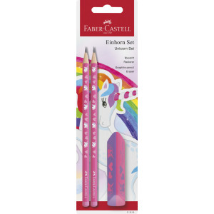 2 grafitne olovke i gumica Unicorn Faber-Castell u poliblister pakovanju