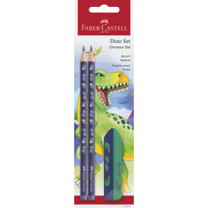2 grafitne olovke i gumica Dino Faber-Castell u poliblister pakovanju