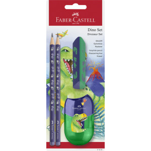 2 grafitne olovke, rezač gumica Dino Faber-Castell u poliblister pakovanju