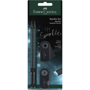 Dve Sparkle grafitne olovke sa rezačem i gumicom Faber-Castell Black ocean