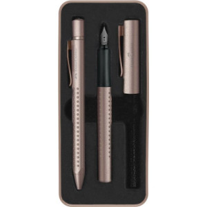 Hemijska olovka i naliv pero Faber-Castell Grip edition roze copper M