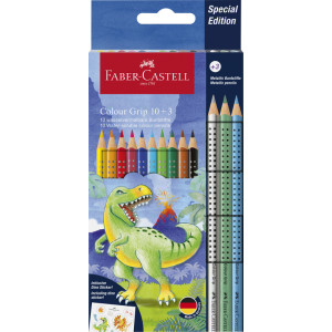 Drvene bojice Grip Dino + 3 Grip metalilic Faber-Castell 1/10