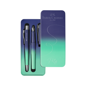 Hemijska olovka i naliv pero Poly u setu Faber-Castell Flow Edition Buzzing Blue