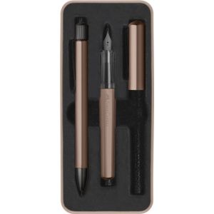 Hemijska olovka i naliv pero Hexo Faber-Castell bronza M
