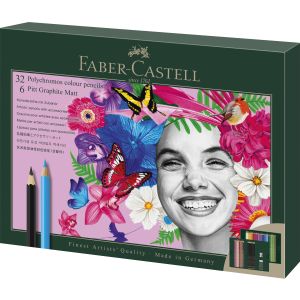 Drvene bojice Polychromos i Pitt graphit matt u setu Faber-Castell 1/40