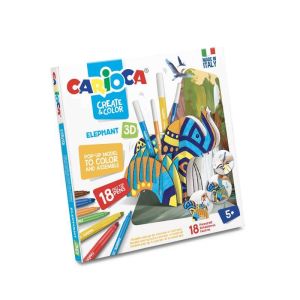 Flomasteri u setu create&color 3D Elephent Carioca 1/10